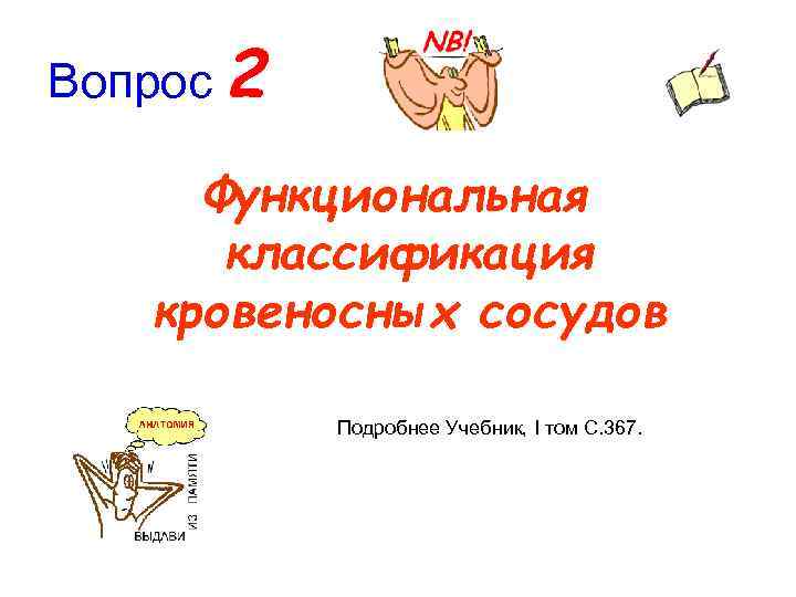 Вопрос 2 Функциональная классификация кровеносных сосудов Подробнее Учебник, I том C. 367. 