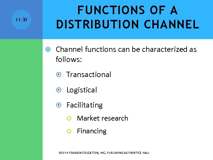 FUNCTIONS OF A DISTRIBUTION CHANNEL 11 -30 Channel functions can be characterized as follows: