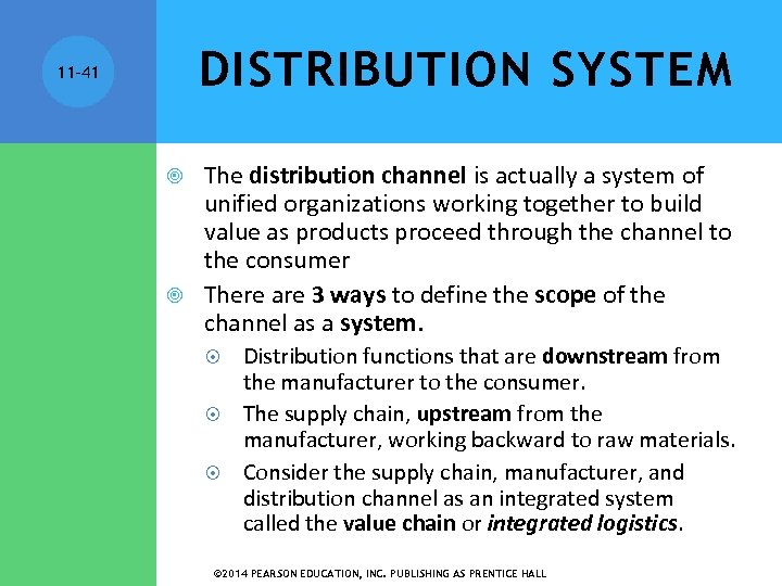 DISTRIBUTION SYSTEM 11 -41 The distribution channel is actually a system of unified organizations