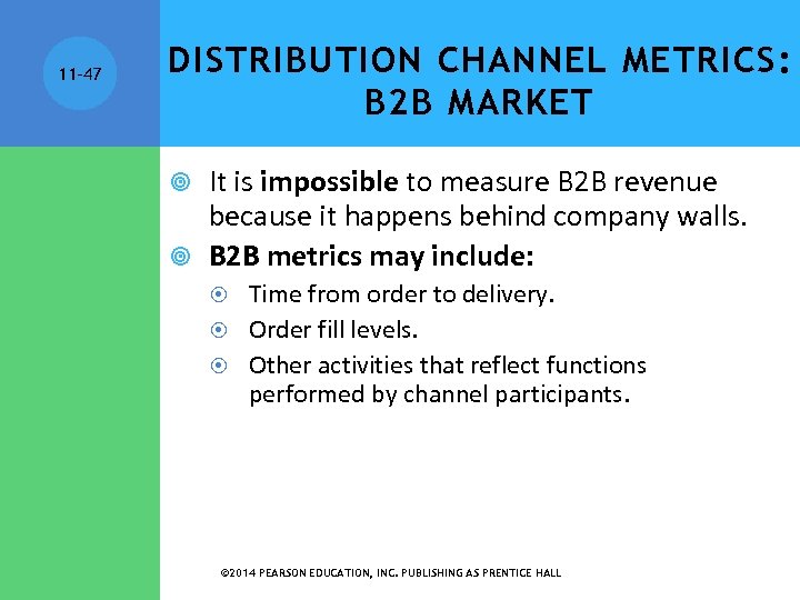 11 -47 DISTRIBUTION CHANNEL METRICS: B 2 B MARKET It is impossible to measure