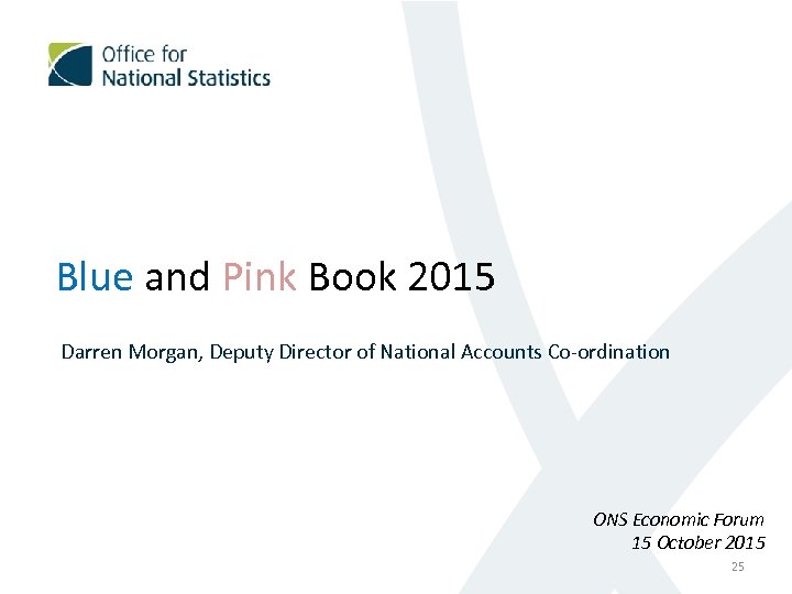 Blue and Pink Book 2015 Darren Morgan, Deputy Director of National Accounts Co-ordination ONS