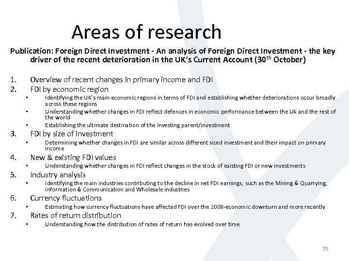 Areas of research Publication: Foreign Direct Investment - An analysis of Foreign Direct Investment