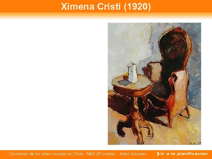 Ximena Cristi (1920) Corrientes de las artes visuales en Chile NM 4 (4º medio)