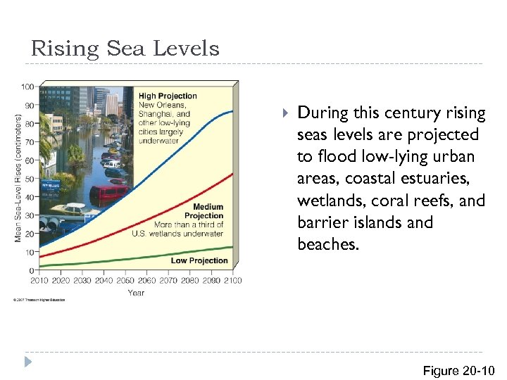 Rising Sea Levels During this century rising seas levels are projected to flood low-lying