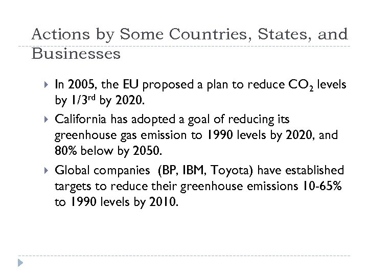 Actions by Some Countries, States, and Businesses In 2005, the EU proposed a plan