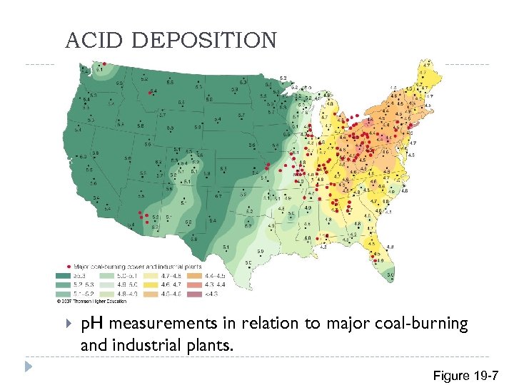 ACID DEPOSITION p. H measurements in relation to major coal-burning and industrial plants. Figure