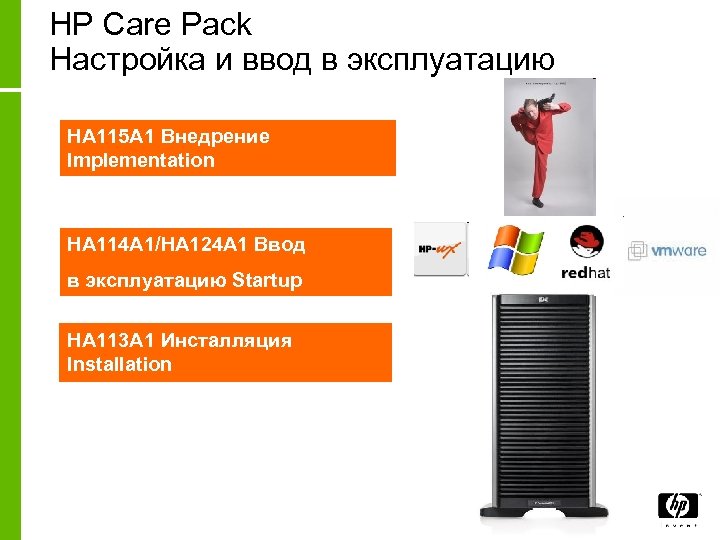 HP Care Pack Настройка и ввод в эксплуатацию HA 115 A 1 Внедрение Implementation