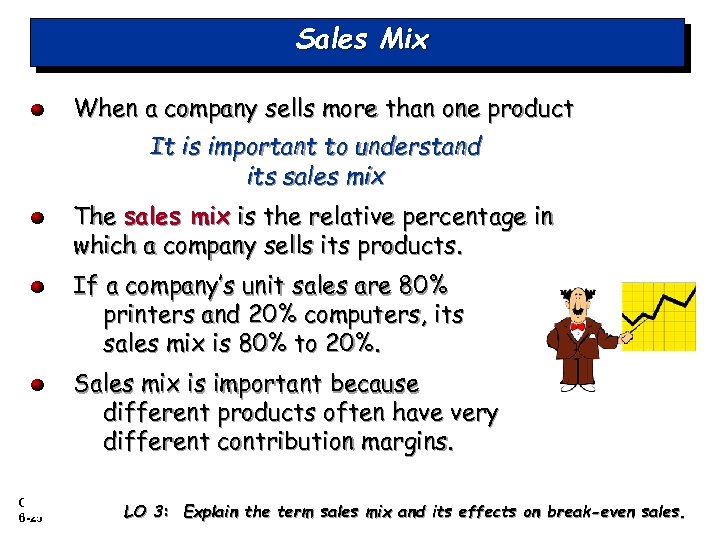 Sales Mix When a company sells more than one product It is important to