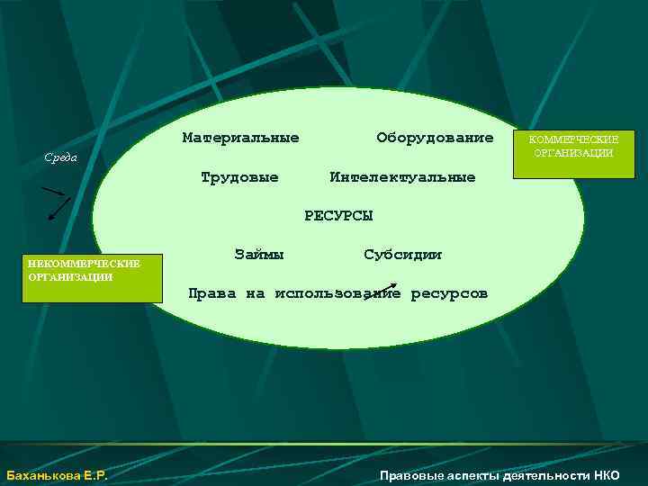 Материальные Оборудование Среда НЕКОММЕРЧЕСКИЕ ОРГАНИЗАЦИИ Трудовые КОММЕРЧЕСКИЕ ОРГАНИЗАЦИИ Интелектуальные РЕСУРСЫ Займы Субсидии Права на