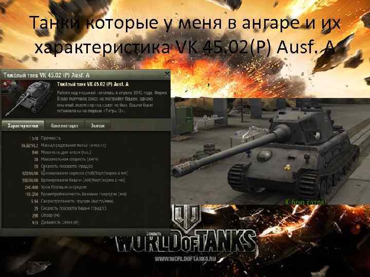 Танки которые у меня в ангаре и их характеристика VK 45. 02(P) Ausf. A