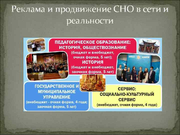 Реклама и продвижение СНО в сети и реальности 