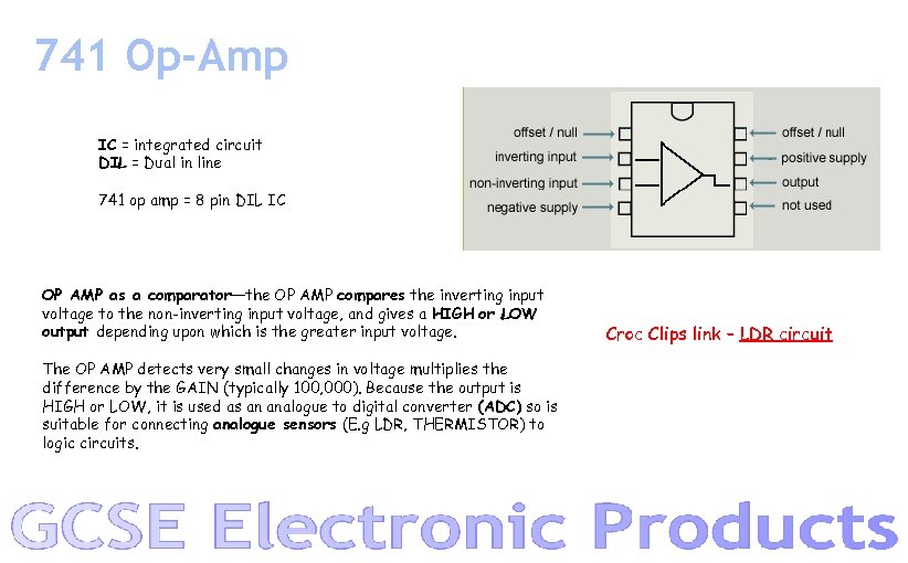 741 Op-Amp IC = integrated circuit DIL = Dual in line 741 op amp