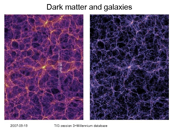 Dark matter and galaxies 2007 -05 -15 TIG session 3+Millennium database 