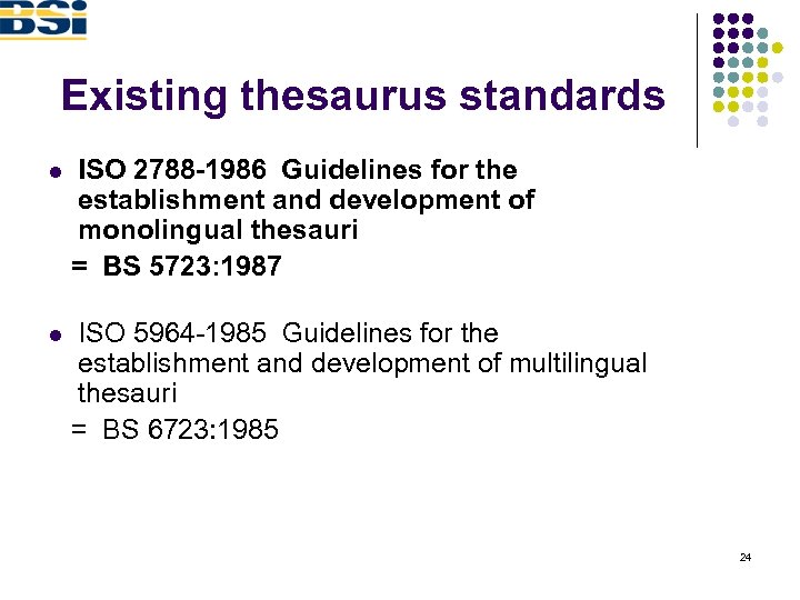 Standards for Controlled Vocabularies 1 U S Standard