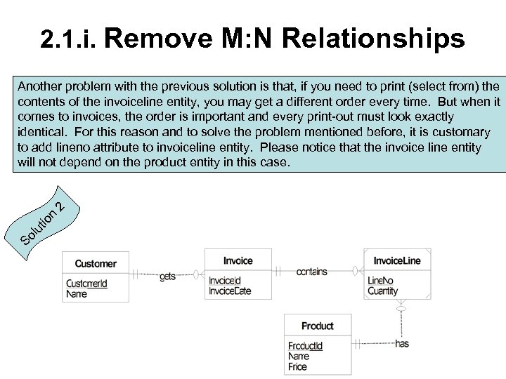 2. 1. i. Remove M: N Relationships So lu tio n 2 Another problem