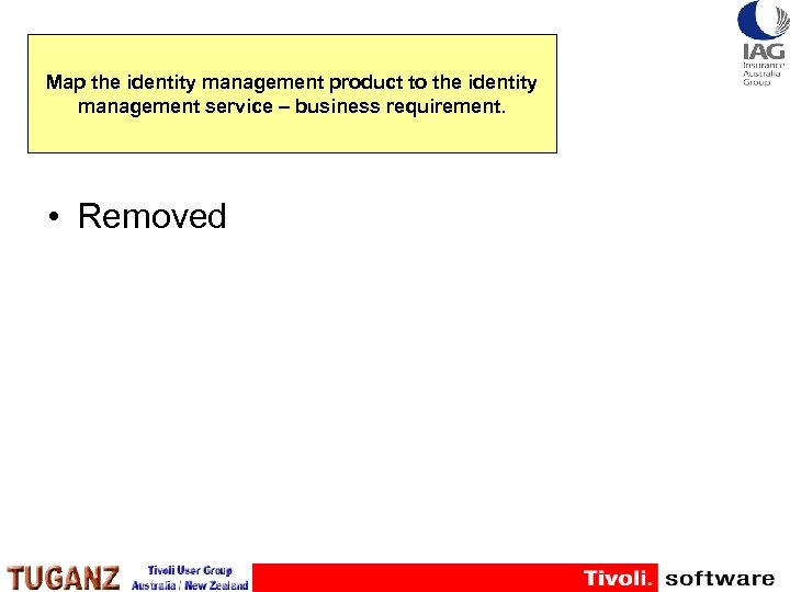 Map the identity management product to the identity management service – business requirement. •