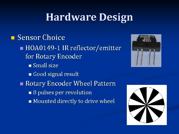 Hardware Design n Sensor Choice n HOA 0149 -1 IR reflector/emitter for Rotary Encoder