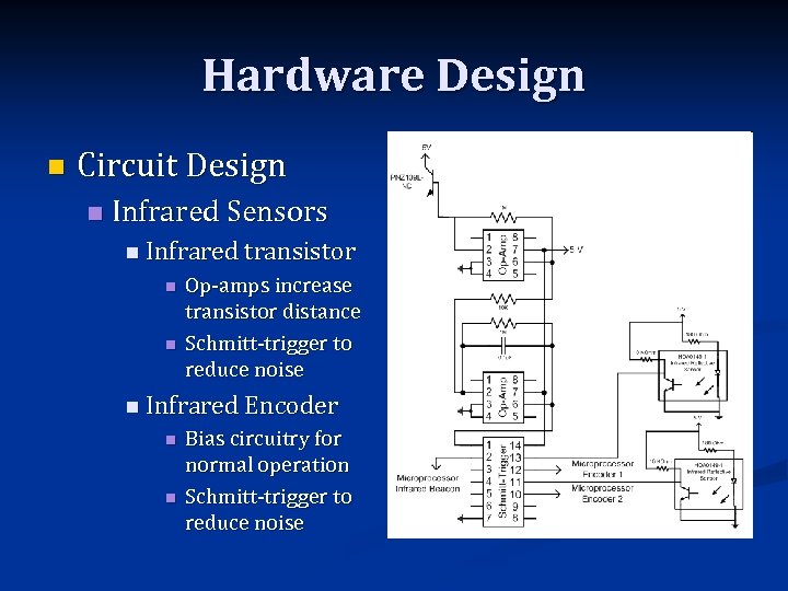 Hardware Design n Circuit Design n Infrared Sensors n Infrared transistor n n Op-amps