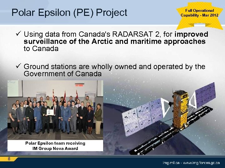 Polar Epsilon (PE) Project Full Operational Capability - Mar 2012 ü Using data from