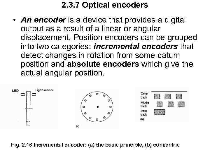 2. 3. 7 Optical encoders • An encoder is a device that provides a