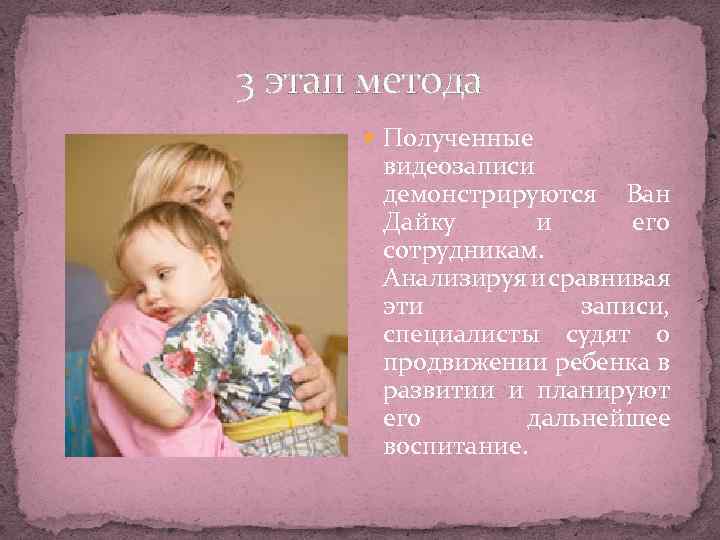 3 этап метода Полученные видеозаписи демонстрируются Ван Дайку и его сотрудникам. Анализируя и сравнивая