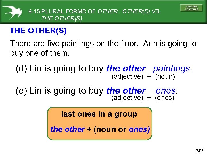 6 -15 PLURAL FORMS OF OTHER: OTHER(S) VS. THE OTHER(S) There are five paintings