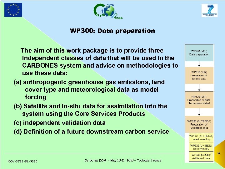 WP 300: Data preparation The aim of this work package is to provide three