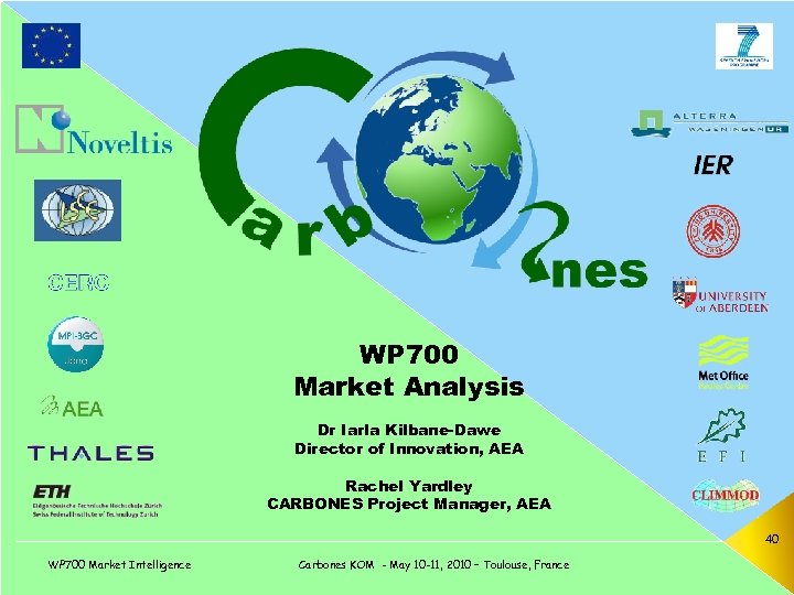 WP 700 Market Analysis Dr Iarla Kilbane-Dawe Director of Innovation, AEA Rachel Yardley CARBONES