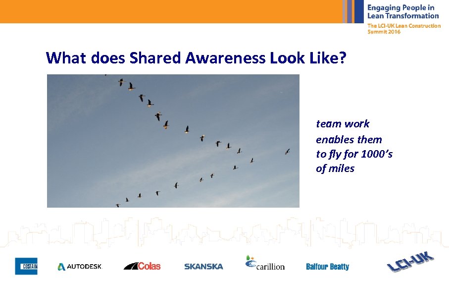 What does Shared Awareness Look Like? team work enables them to fly for 1000’s