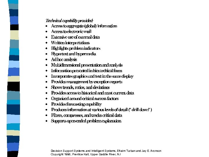 Decision Support Systems and Intelligent Systems, Efraim Turban and Jay E. Aronson Copyright 1998,