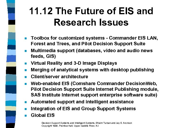 11. 12 The Future of EIS and Research Issues n n n n n