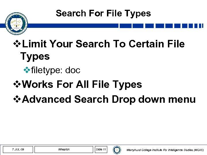 Search For File Types v. Limit Your Search To Certain File Types vfiletype: doc