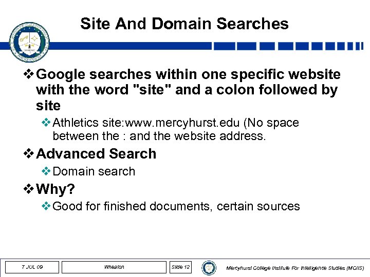 Site And Domain Searches v Google searches within one specific website with the word
