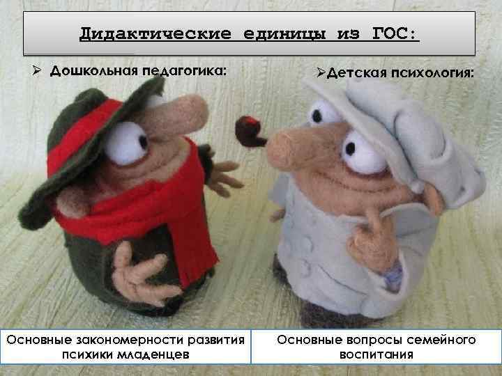 Дидактические единицы из ГОС: Ø Дошкольная педагогика: Основные закономерности развития психики младенцев ØДетская психология: