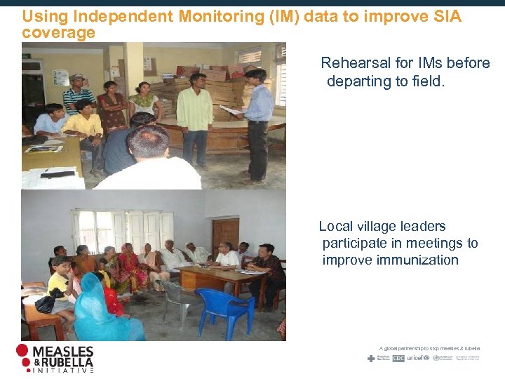 Using Independent Monitoring (IM) data to improve SIA coverage Rehearsal for IMs before departing