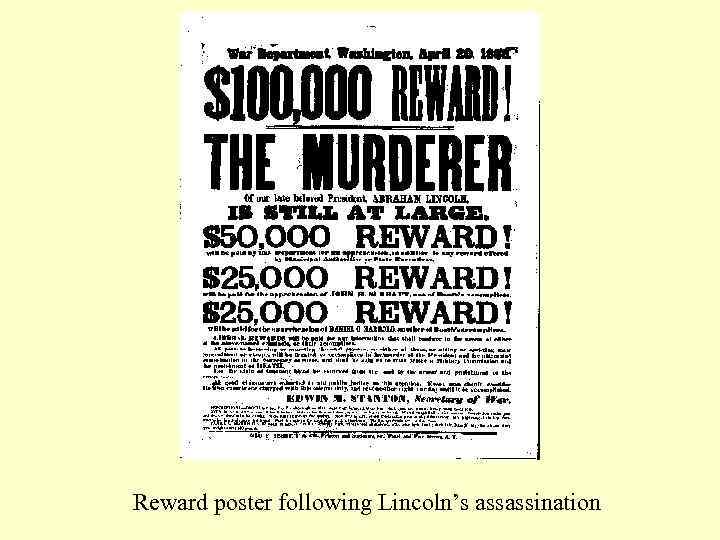 Reward poster following Lincoln’s assassination 