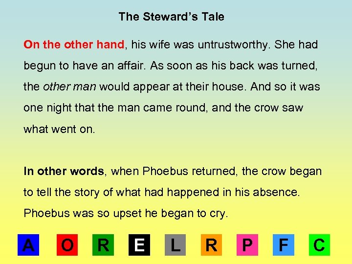 The Steward’s Tale On the other hand, his wife was untrustworthy. She had begun