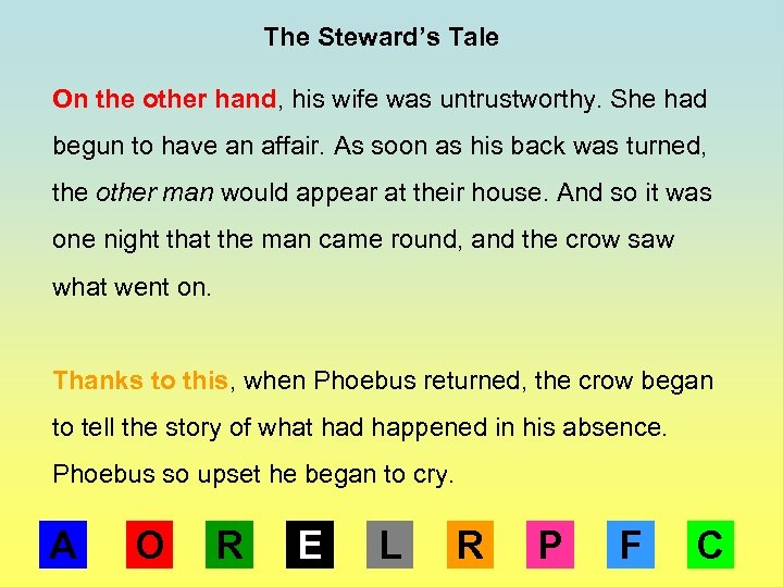 The Steward’s Tale On the other hand, his wife was untrustworthy. She had begun