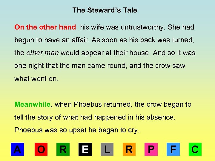 The Steward’s Tale On the other hand, his wife was untrustworthy. She had begun