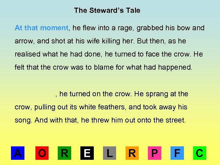 The Steward’s Tale At that moment, he flew into a rage, grabbed his bow