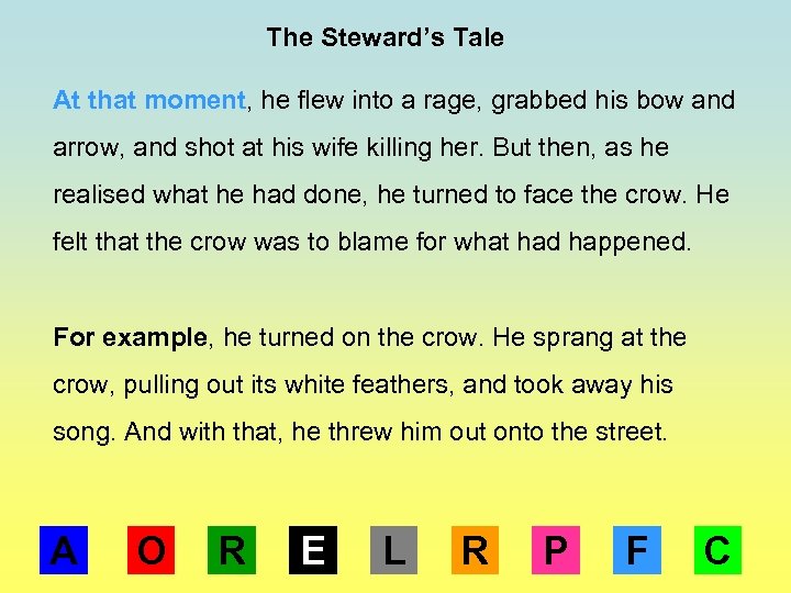 The Steward’s Tale At that moment, he flew into a rage, grabbed his bow