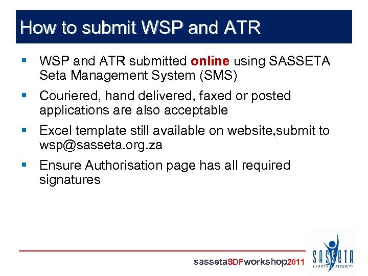 How to submit WSP and ATR § WSP and ATR submitted online using SASSETA