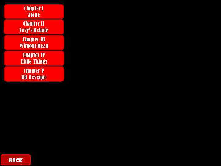 Chapter I Alone Chapter II Foxy’s Debute Chapter III Without Head Chapter IV Little