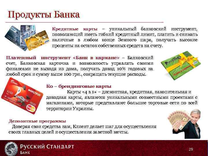 Продукты Банка – уникальный банковский инструмент, позволяющий иметь гибкий кредитный лимит, платить и снимать