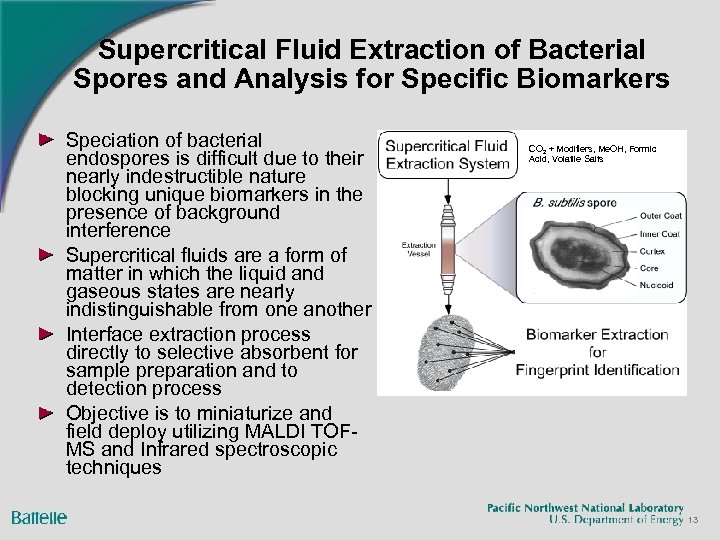 Supercritical Fluid Extraction of Bacterial Spores and Analysis for Specific Biomarkers Speciation of bacterial