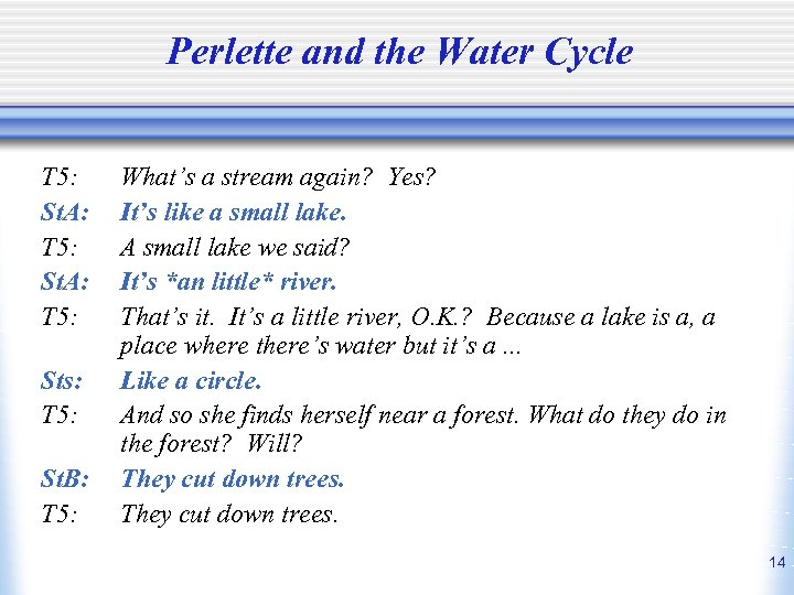 Perlette and the Water Cycle T 5: St. A: T 5: Sts: T 5: