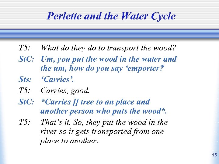 Perlette and the Water Cycle T 5: What do they do to transport the