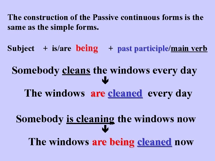 The construction of the Passive continuous forms is the same as the simple forms.