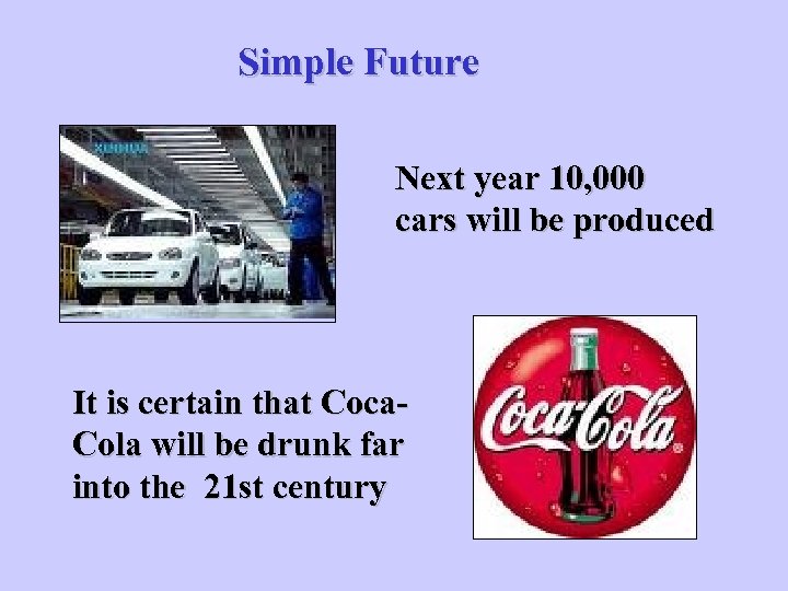 Simple Future Next year 10, 000 cars will be produced It is certain that