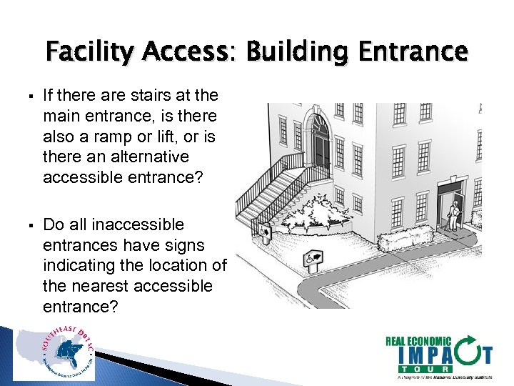 Facility Access: Building Entrance § If there are stairs at the main entrance, is